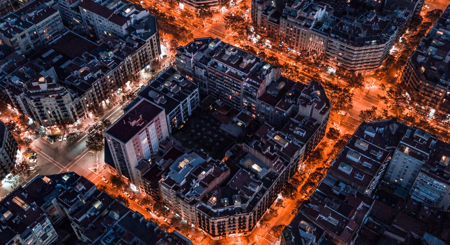 View of city grid from above 