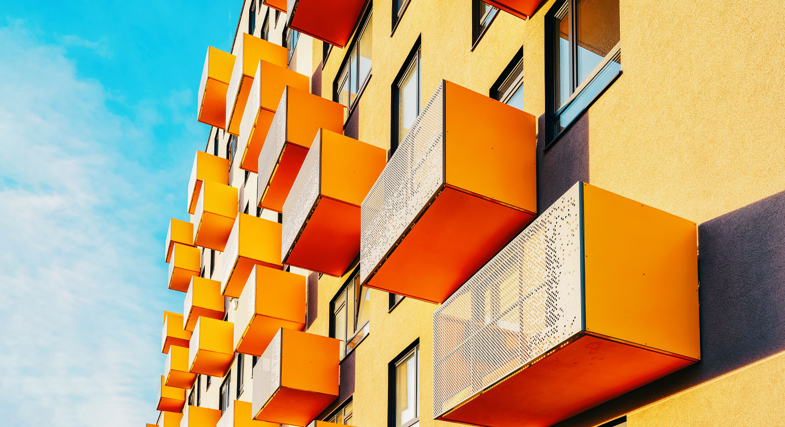 Building with orange balconies 