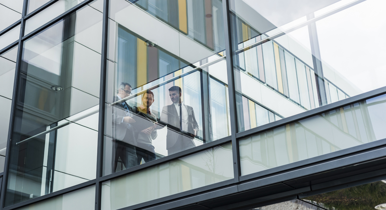 Business people walking and talking 