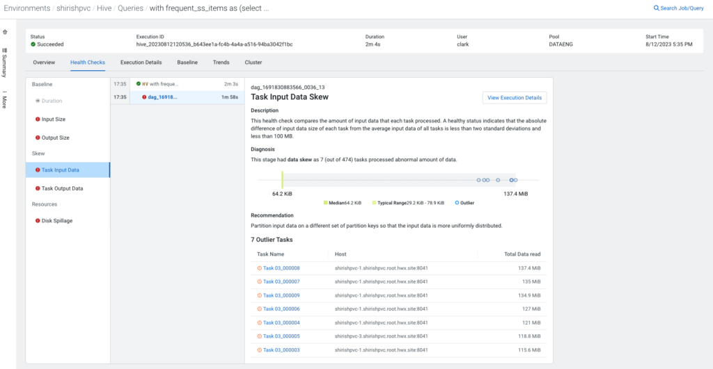 Example of Cloudera Observability Built-in Health Check