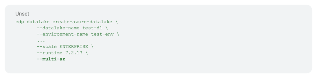 CLI command: Configure the data lake as Multi-AZ