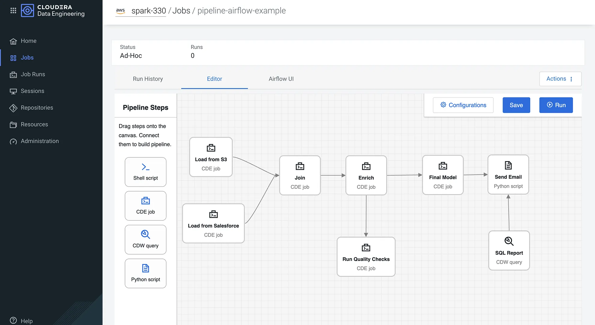 Data engineering product screenshot