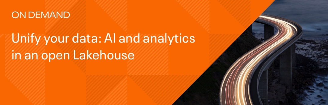 Promotion of a webinar discussing AI and analytics in an open lakehouse